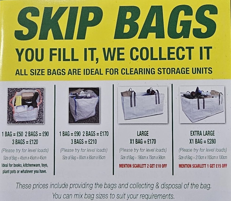 Greenleaf's skip bag size options